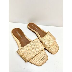 Jeffrey Campbell Shoes Womens Size 7 Tropical Raffia Woven Slip On Sandals